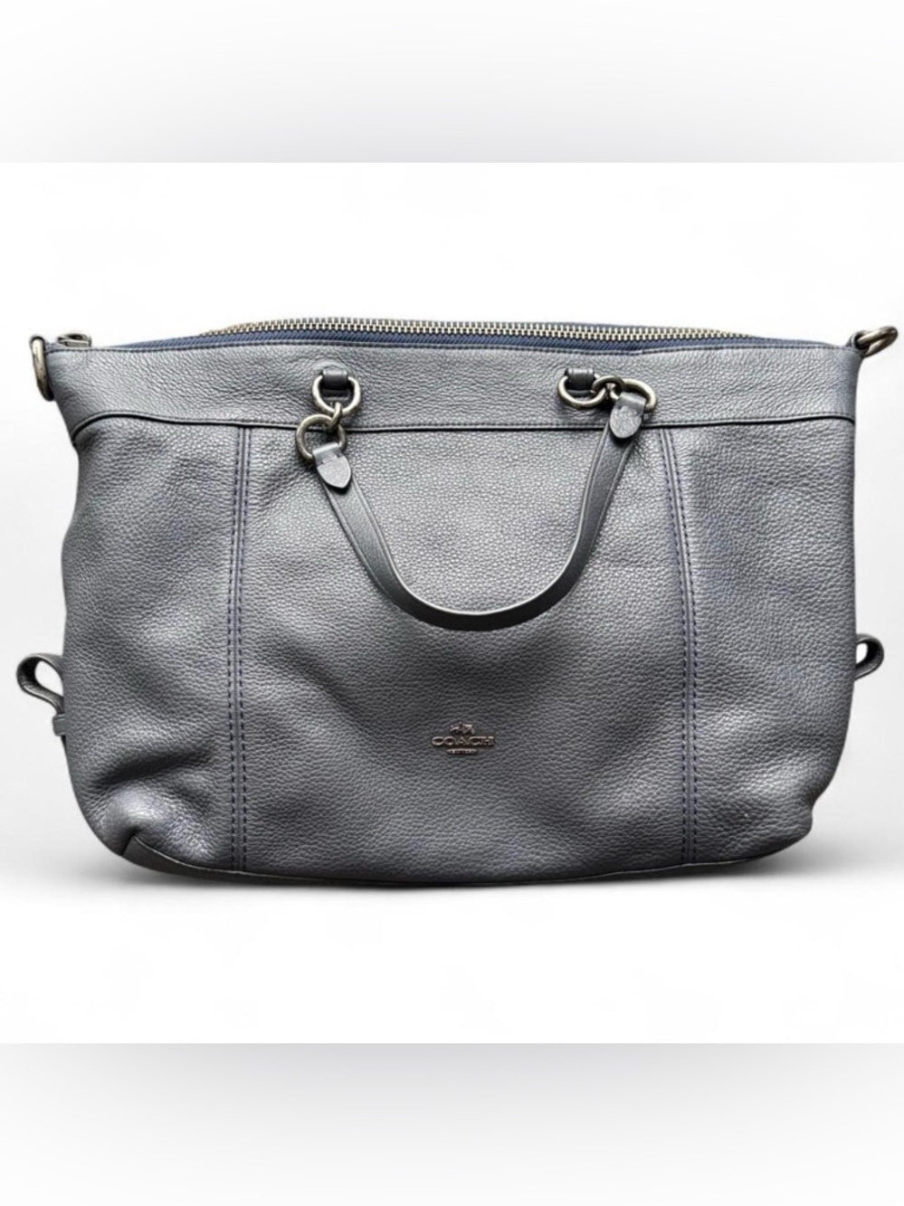 Coach Lenox Lenox Satchel – Blue‑Grey Pebbled Leather – F59825 – EUC – No Strap